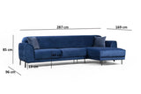 Corner sofa with sleep function on the right image navy blue