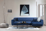 Corner sofa with sleep function on the right image navy blue