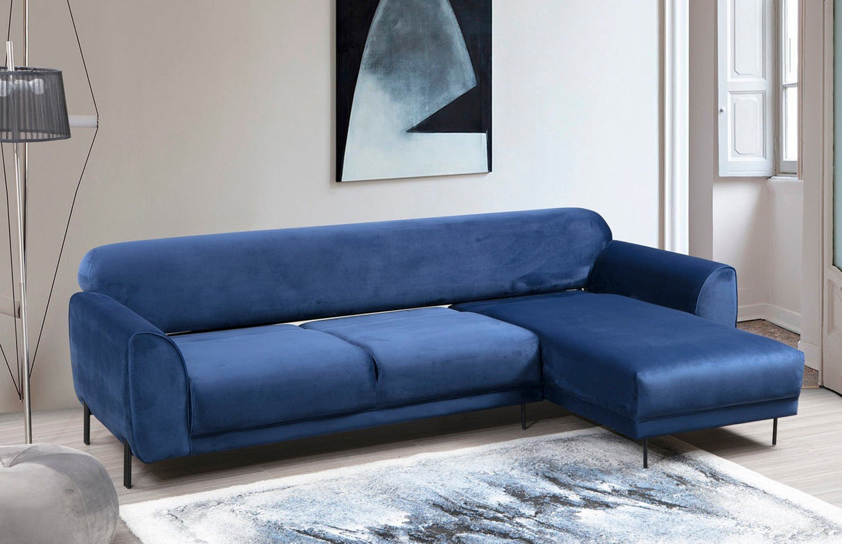 Corner sofa with sleep function on the right image navy blue