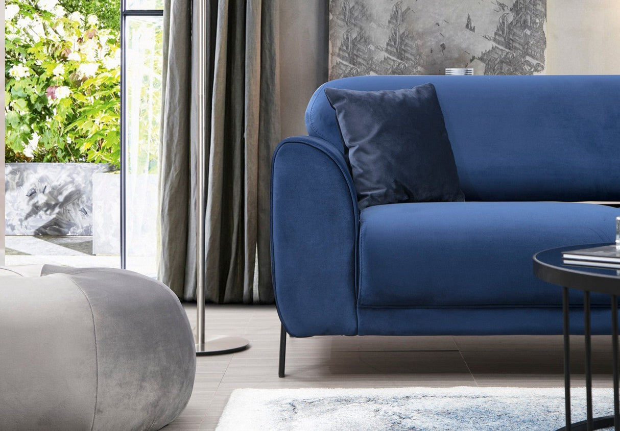 Corner sofa with sleep function on the right image navy blue