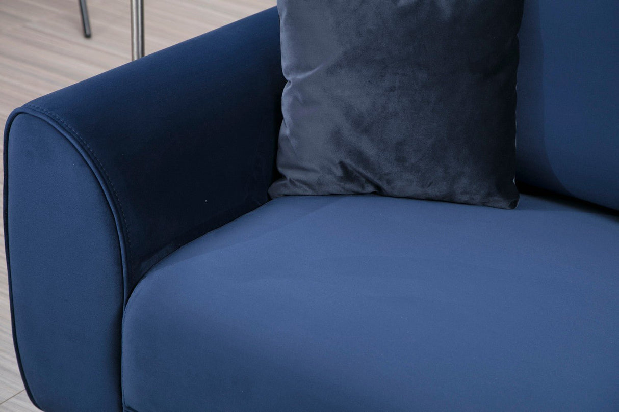 Corner sofa with sleep function on the right image navy blue