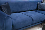 Corner sofa with sleep function on the right image navy blue