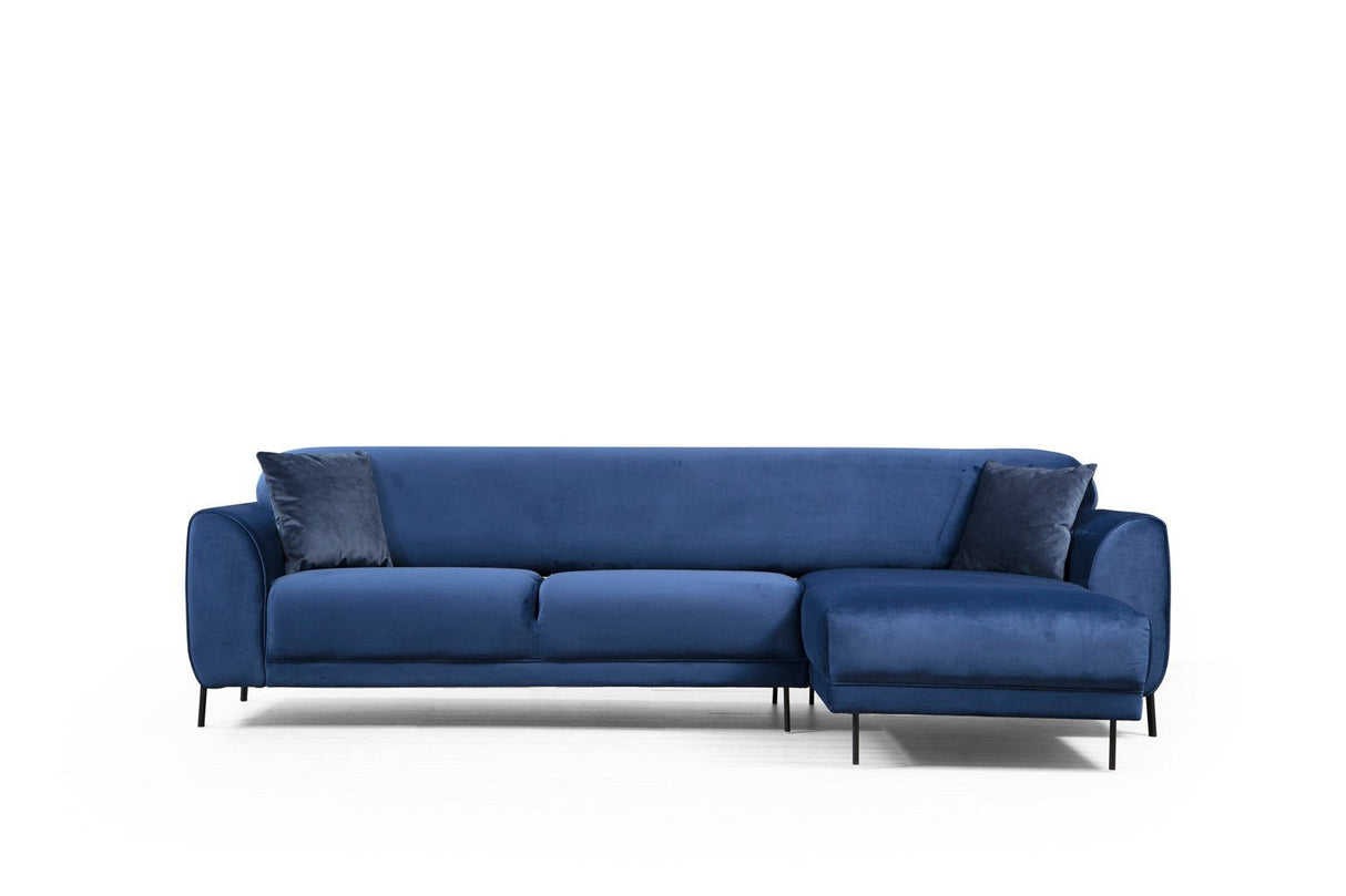 Corner sofa with sleep function on the right image navy blue