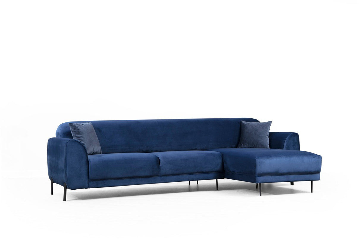 Corner sofa with sleep function on the right image navy blue