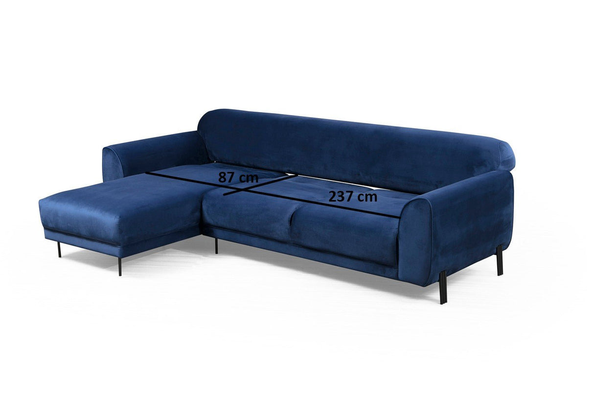 Corner sofa with sleeping function on the left image navy blue