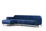 Corner sofa with sleeping function on the left image navy blue