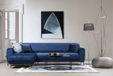 Corner sofa with sleeping function on the left image navy blue