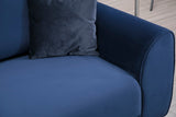 Corner sofa with sleeping function on the left image navy blue