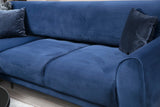 Corner sofa with sleeping function on the left image navy blue