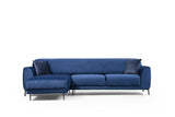 Corner sofa with sleeping function on the left image navy blue