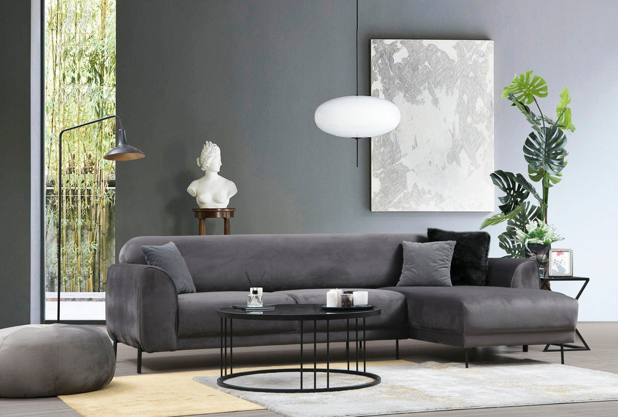 Corner sofa with sleeping function on the right image anthracite