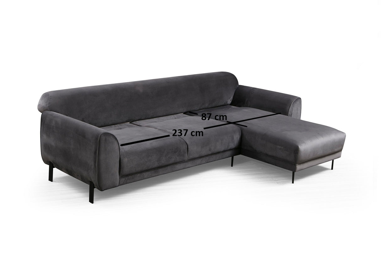 Corner sofa with sleeping function on the right image anthracite