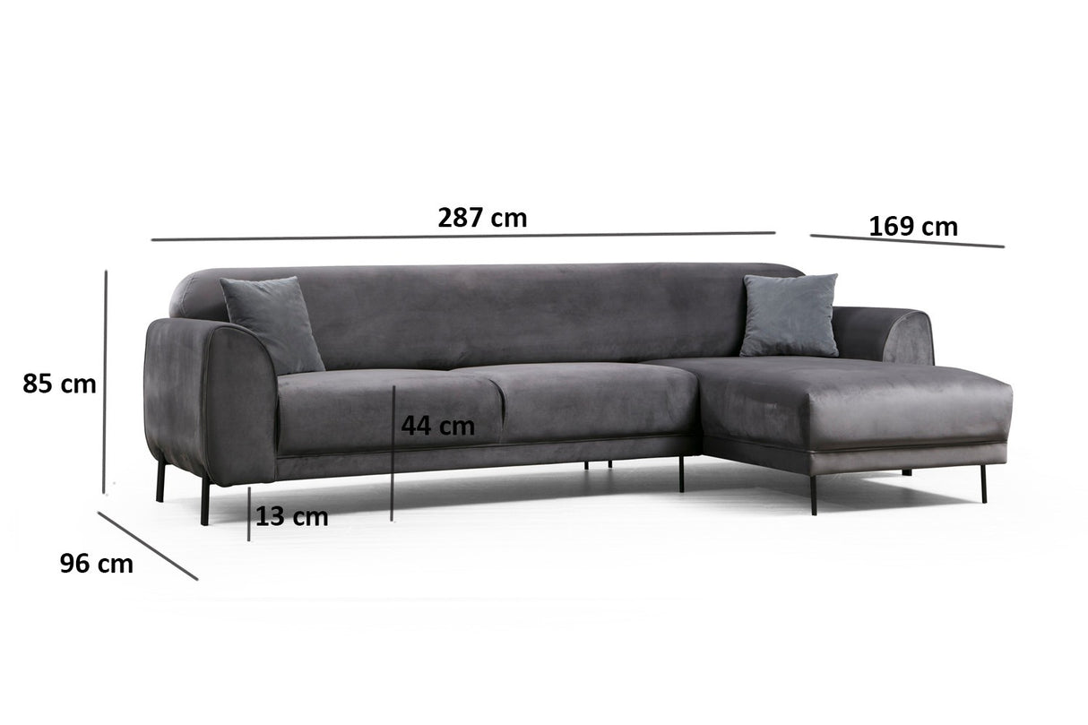 Corner sofa with sleeping function on the right image anthracite