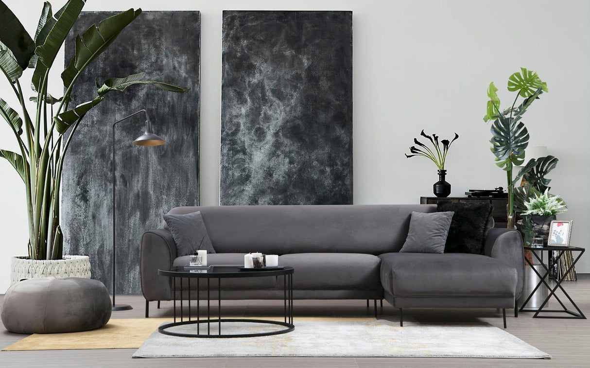 Corner sofa with sleeping function on the right image anthracite