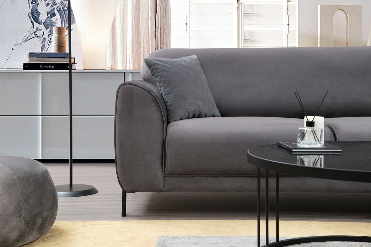 Corner sofa with sleeping function on the right image anthracite