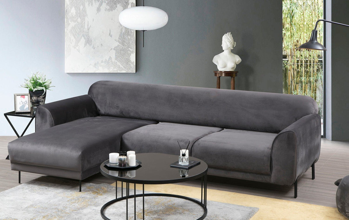 Corner sofa with sleeping function on the left image anthracite