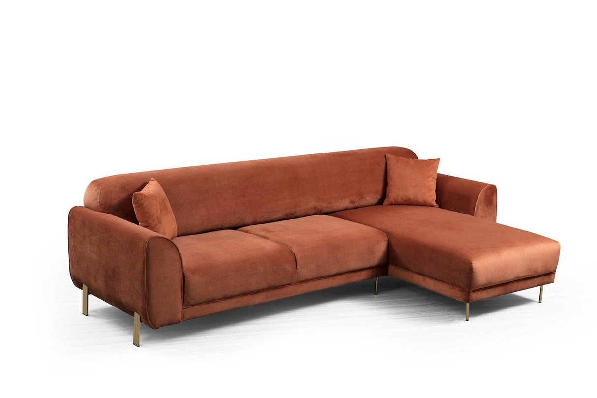 Corner sofa with sleep function on the right image cinnamon