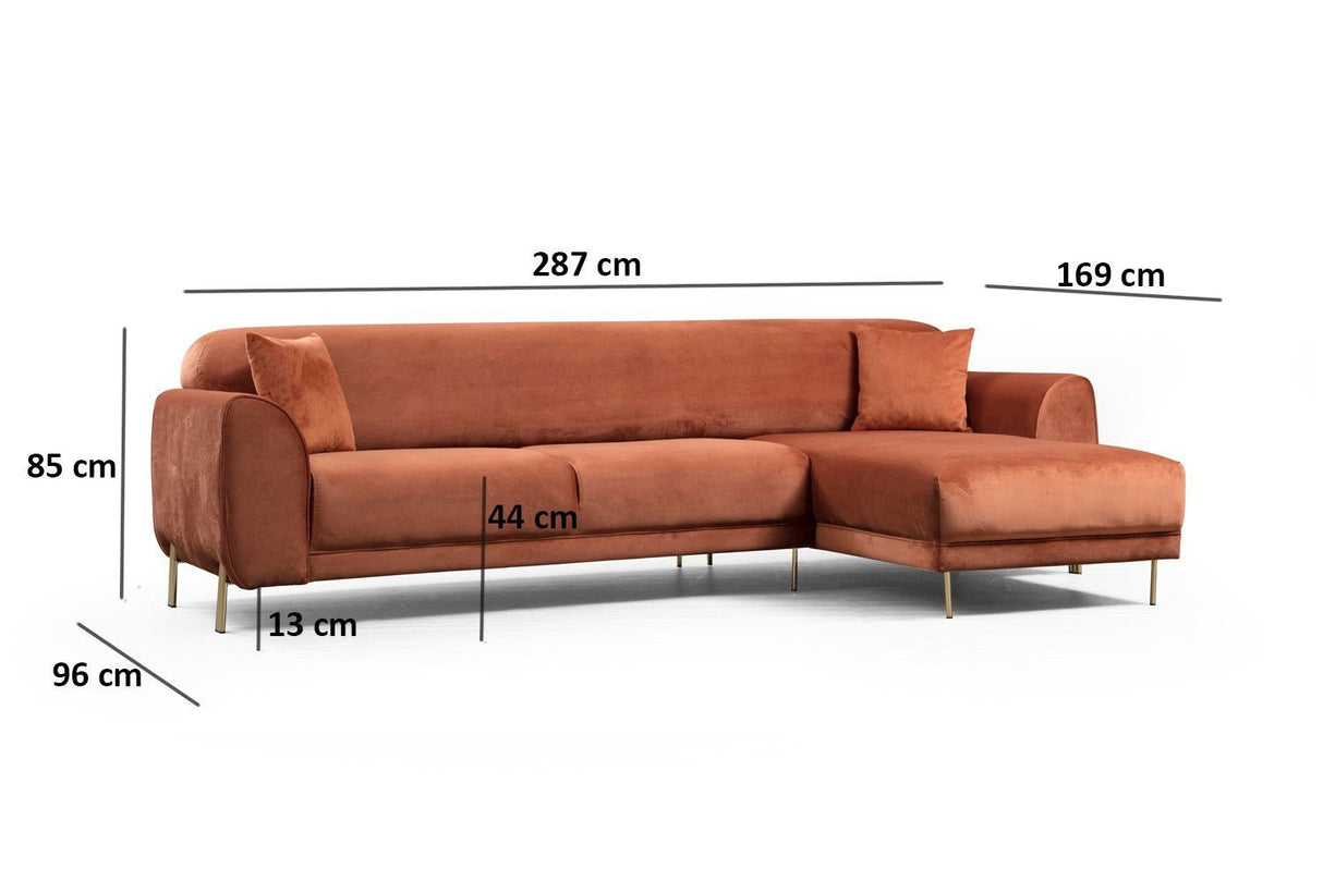 Corner sofa with sleep function on the right image cinnamon