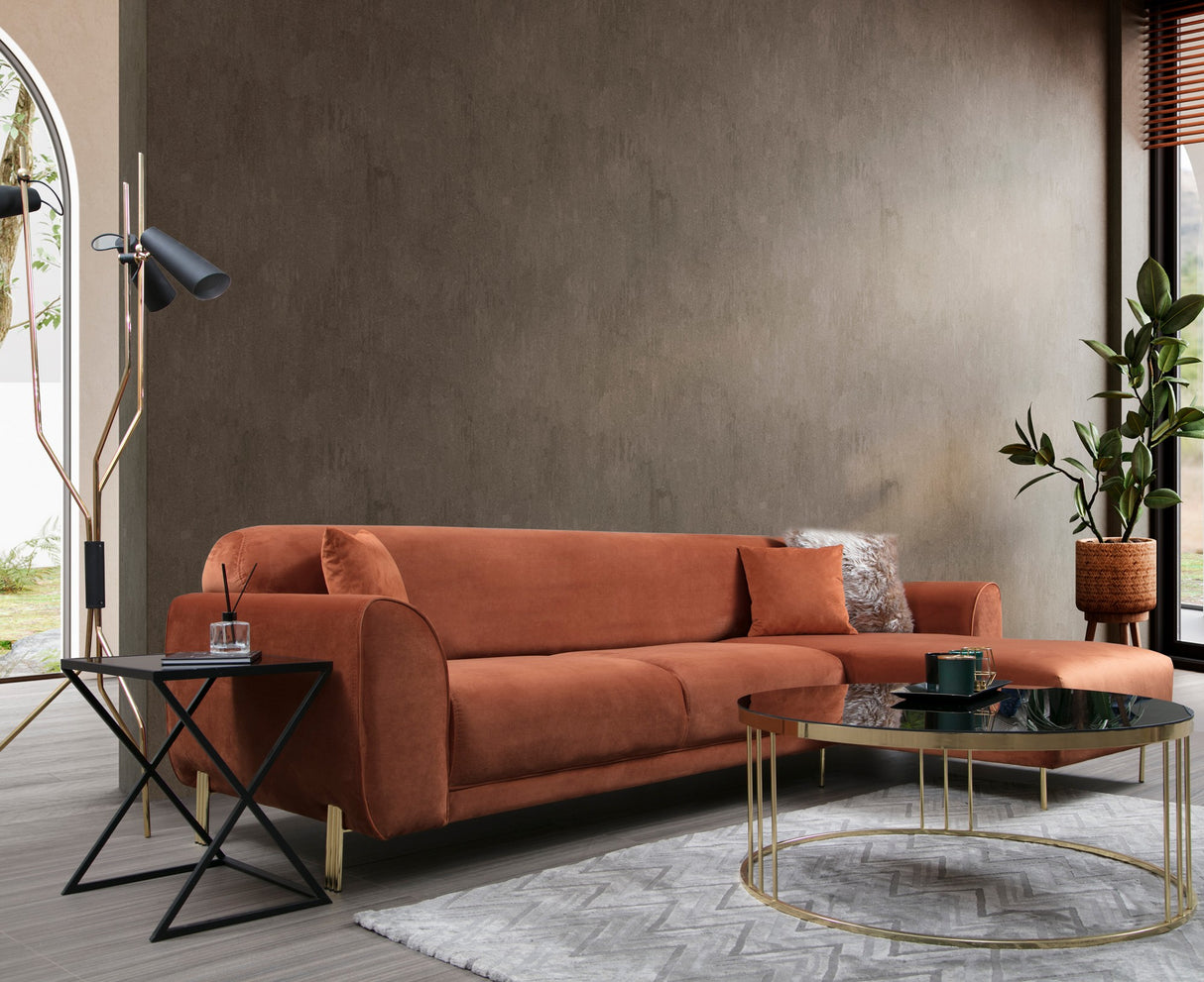 Corner sofa with sleep function on the right image cinnamon