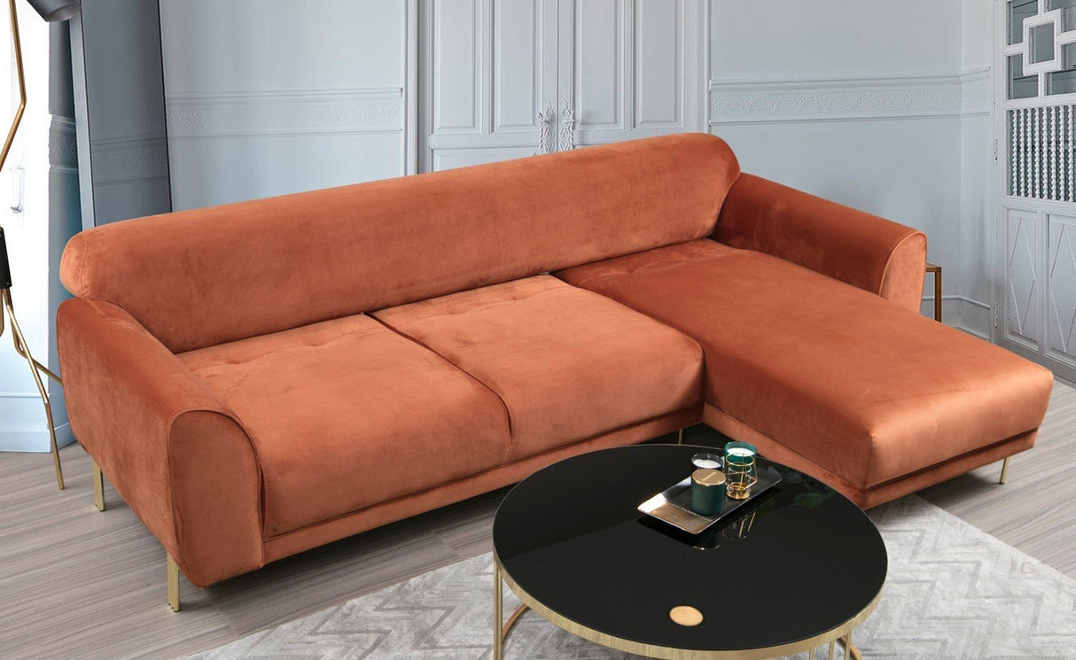 Corner sofa with sleep function on the right image cinnamon