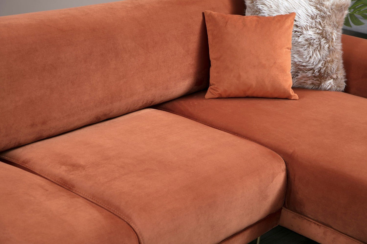 Corner sofa with sleep function on the right image cinnamon