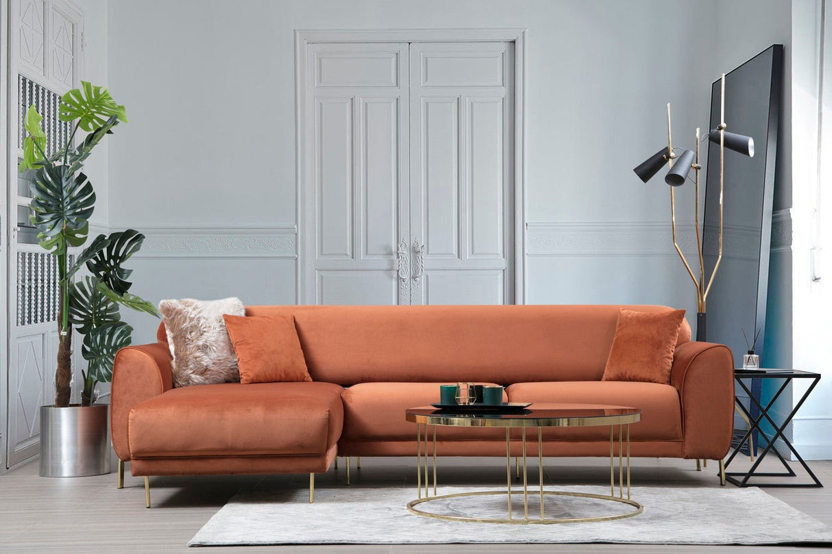 Corner sofa with sleeping function on the left image cinnamon