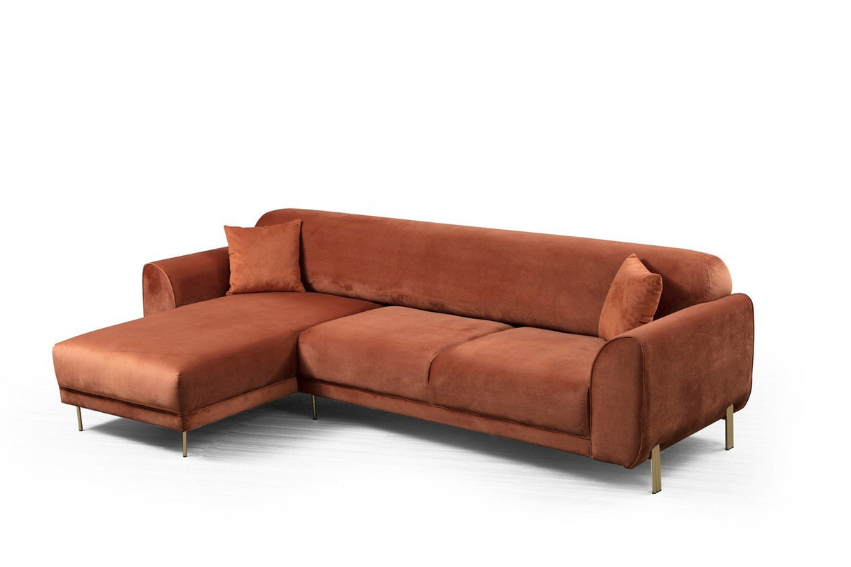 Corner sofa with sleeping function on the left image cinnamon