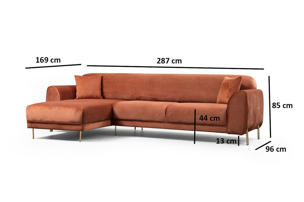 Corner sofa with sleeping function on the left image cinnamon