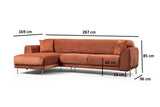 Corner sofa with sleeping function on the left image cinnamon