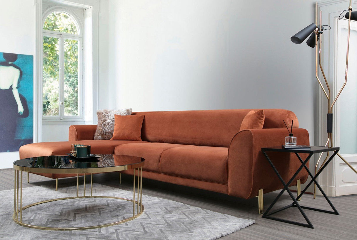 Corner sofa with sleeping function on the left image cinnamon