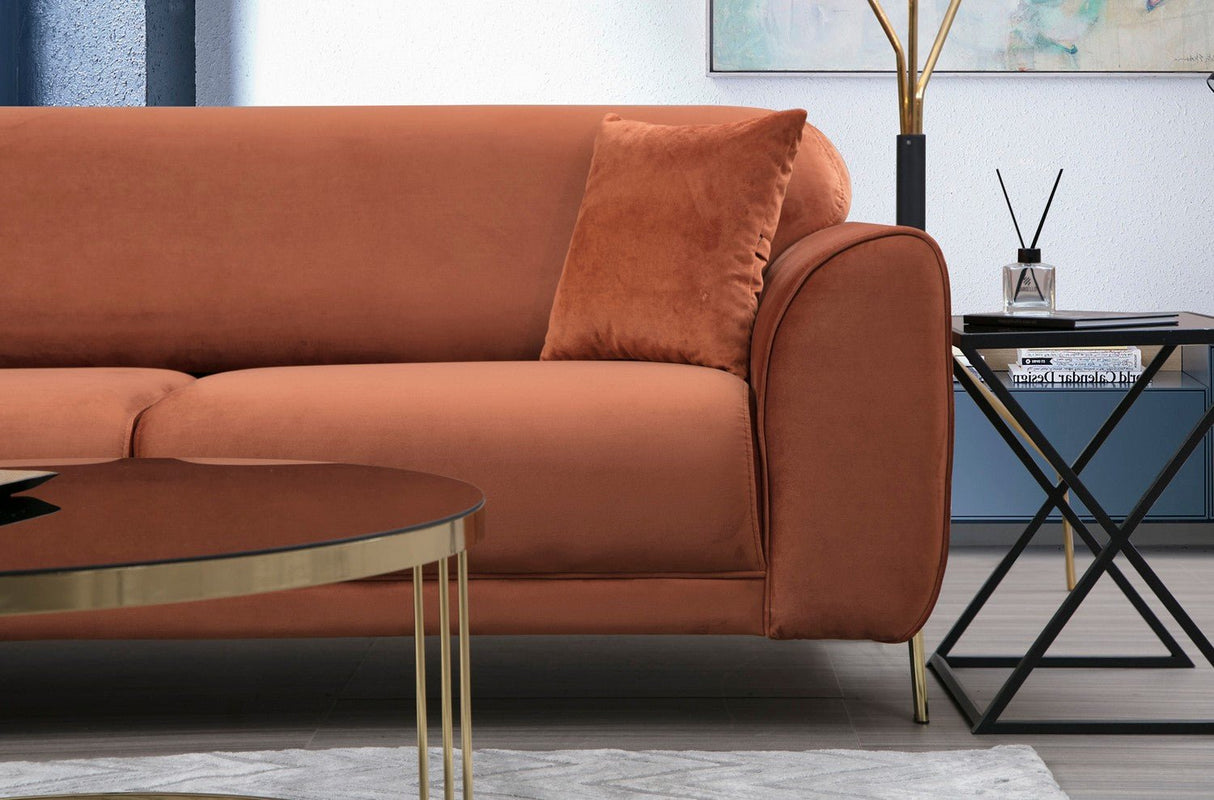 Corner sofa with sleeping function on the left image cinnamon