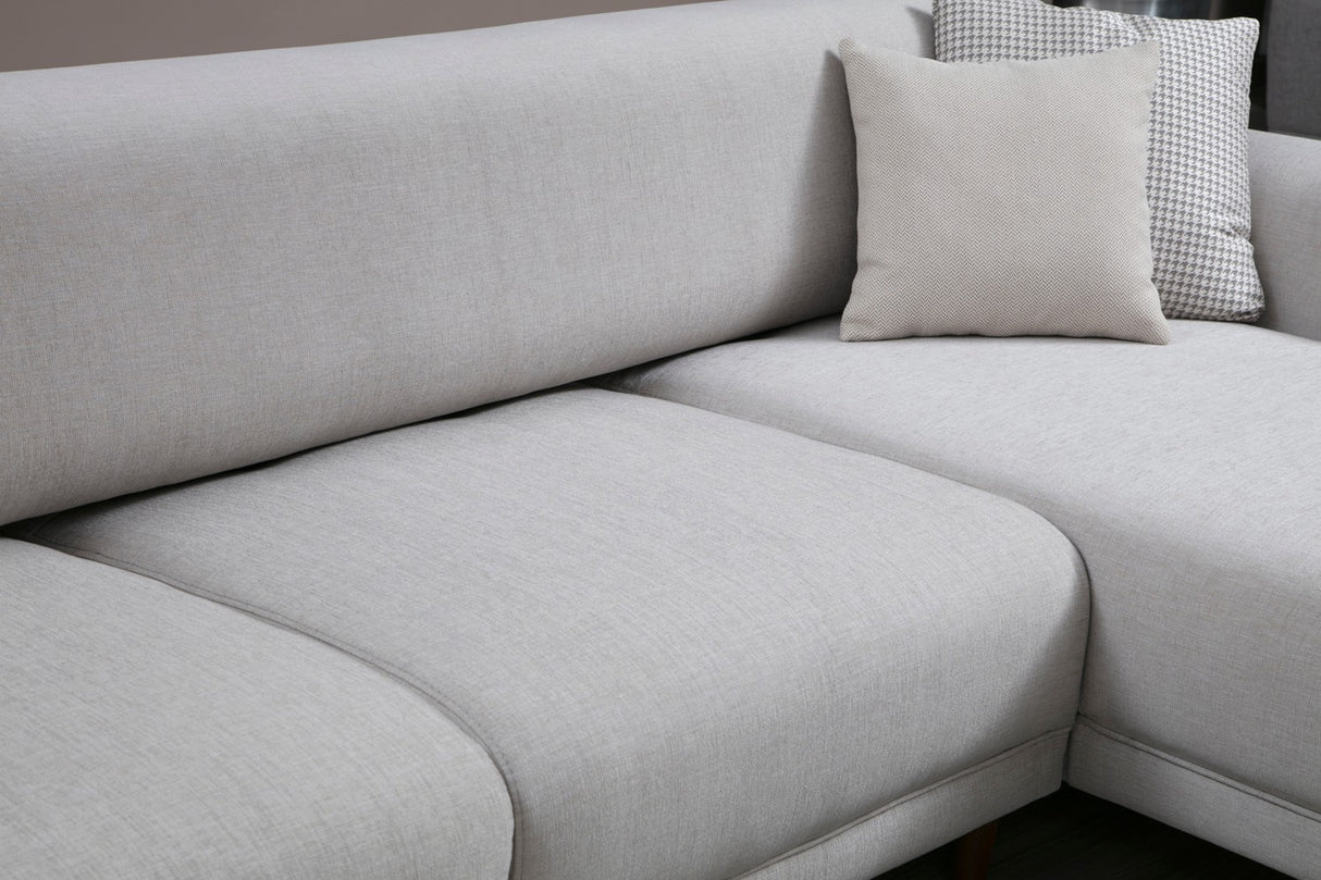 Corner sofa with sleep function on the right image beige