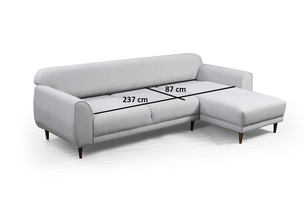 Corner sofa with sleep function on the right image beige