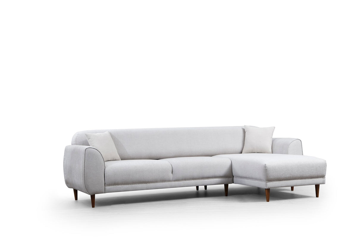 Corner sofa with sleep function on the right image beige