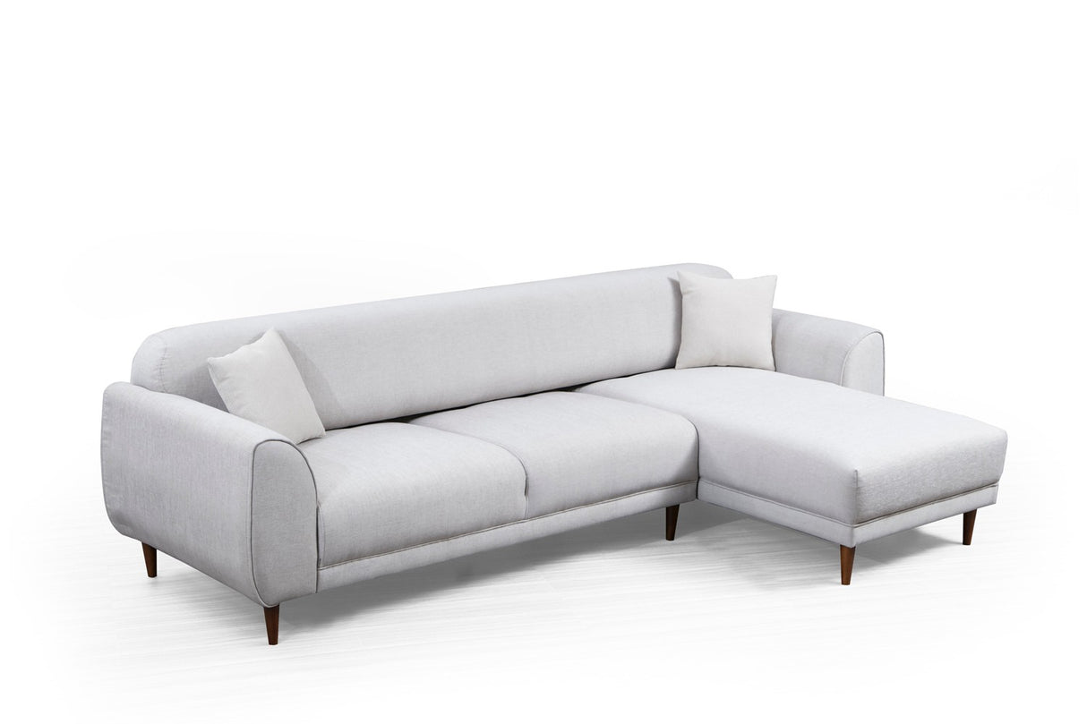 Corner sofa with sleep function on the right image beige