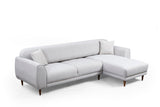 Corner sofa with sleep function on the right image beige