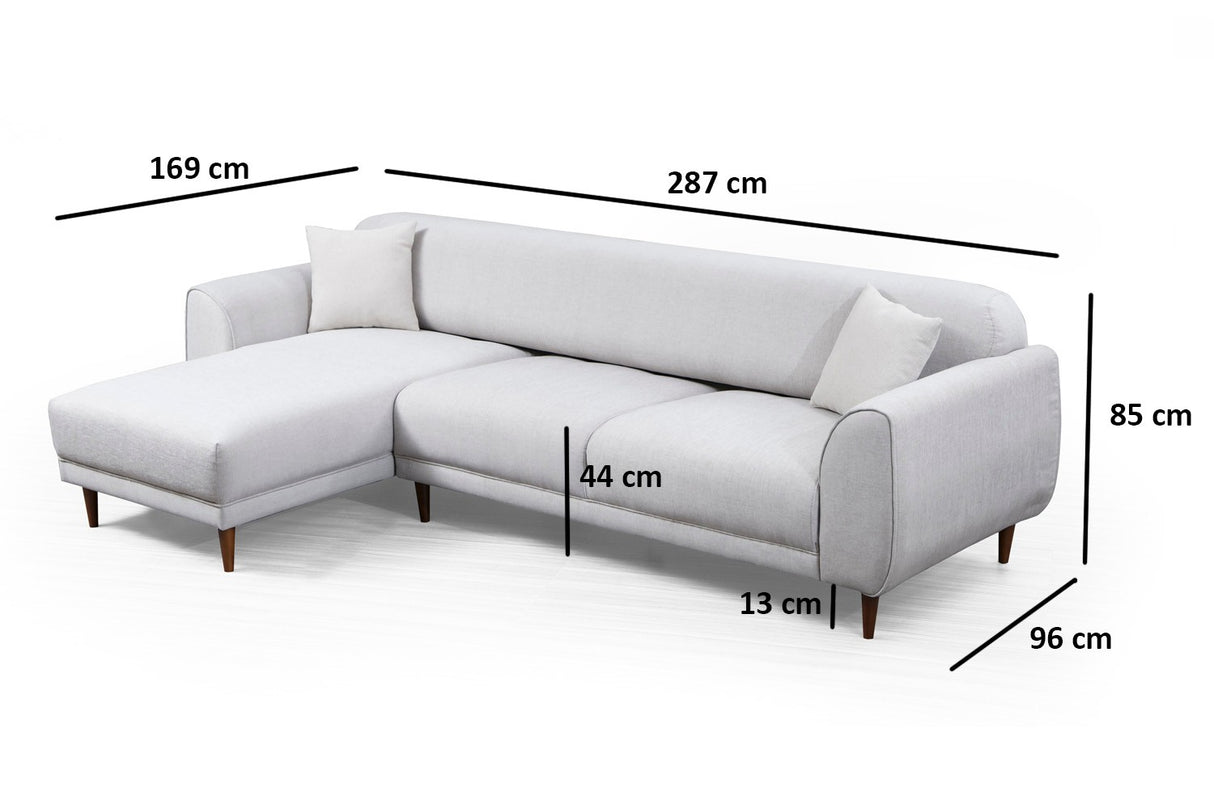 Corner sofa with sleeping function on the left Image Beige