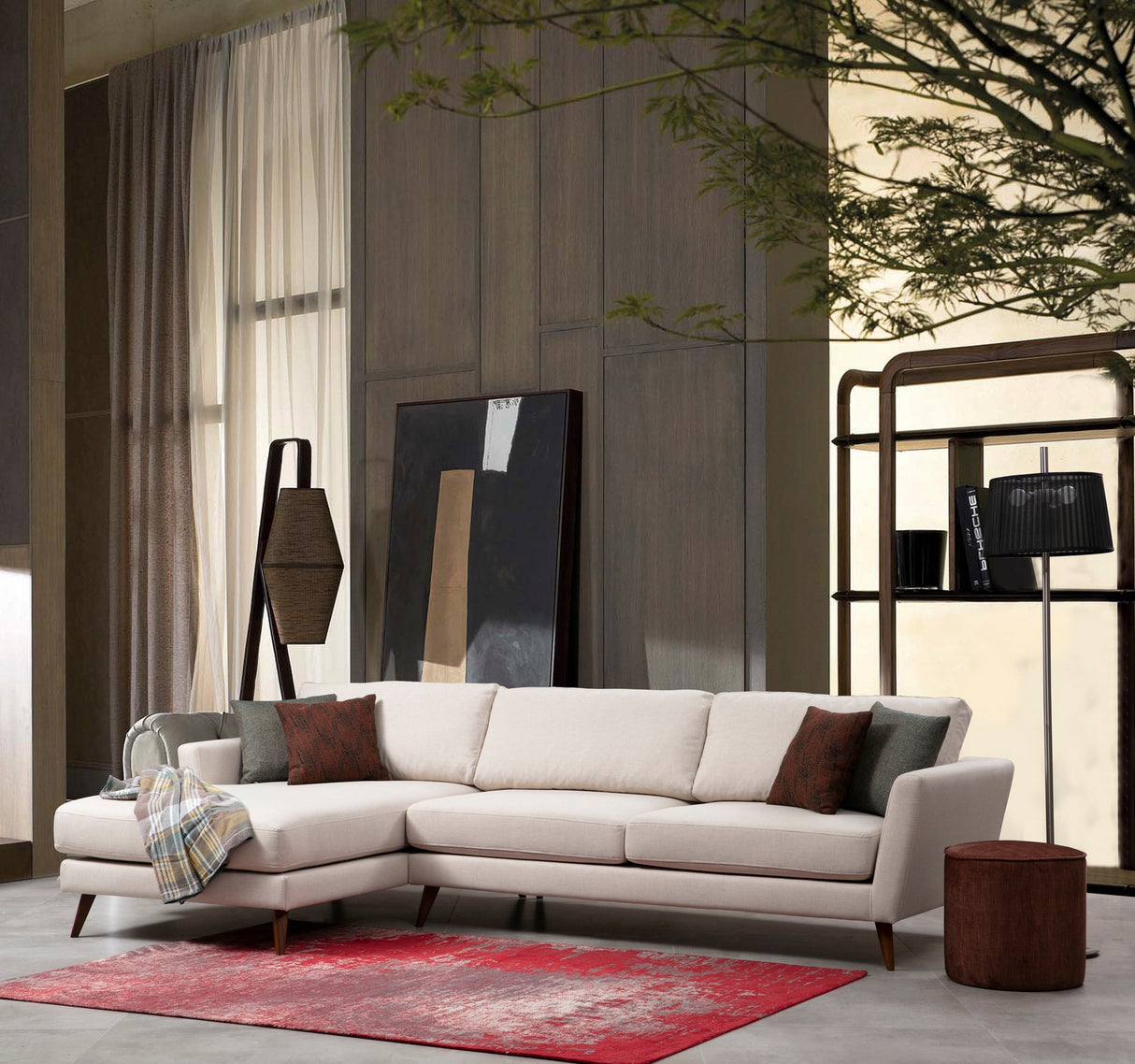 Corner sofa with sleeping function on the left mayorka beige