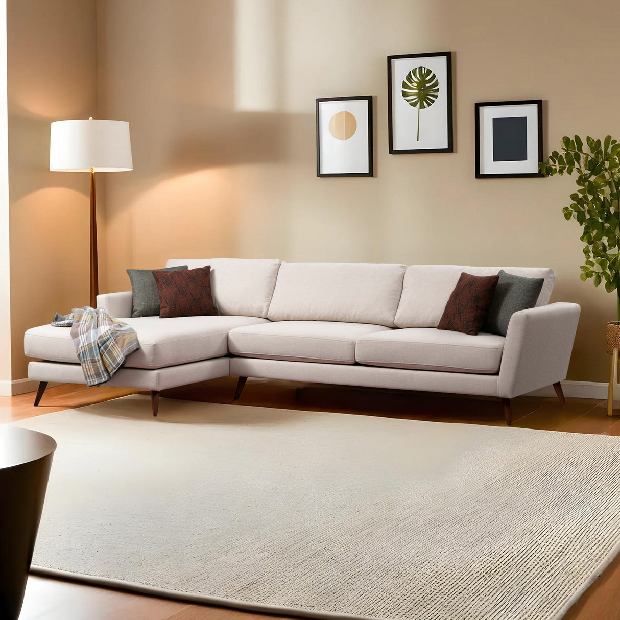 Corner sofa with sleeping function on the left mayorka beige