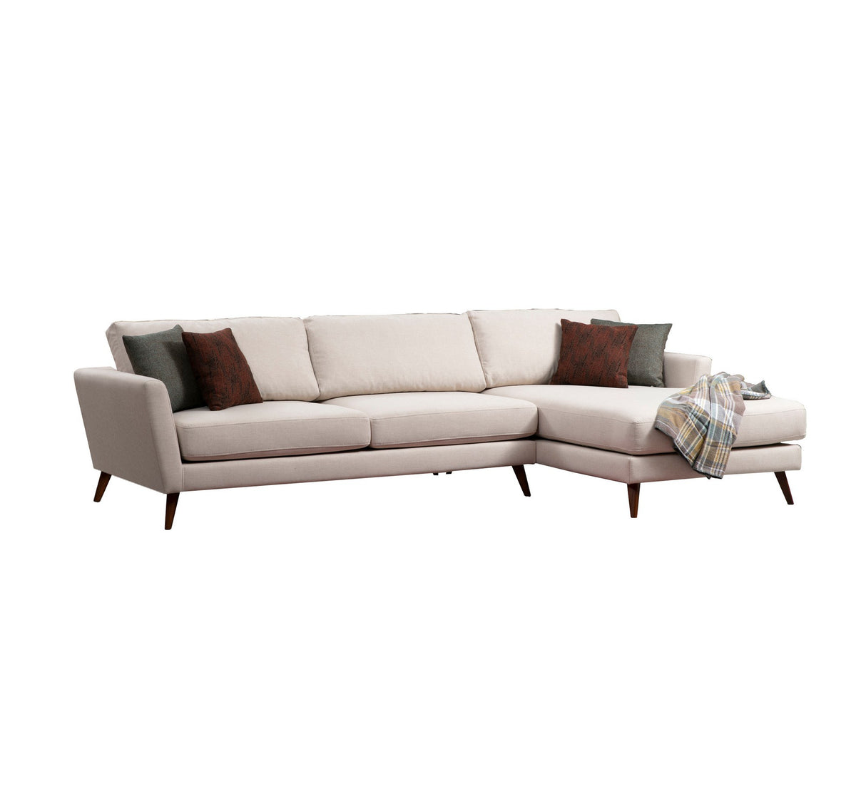 Corner sofa with sleeping function on the right mayorka beige brown