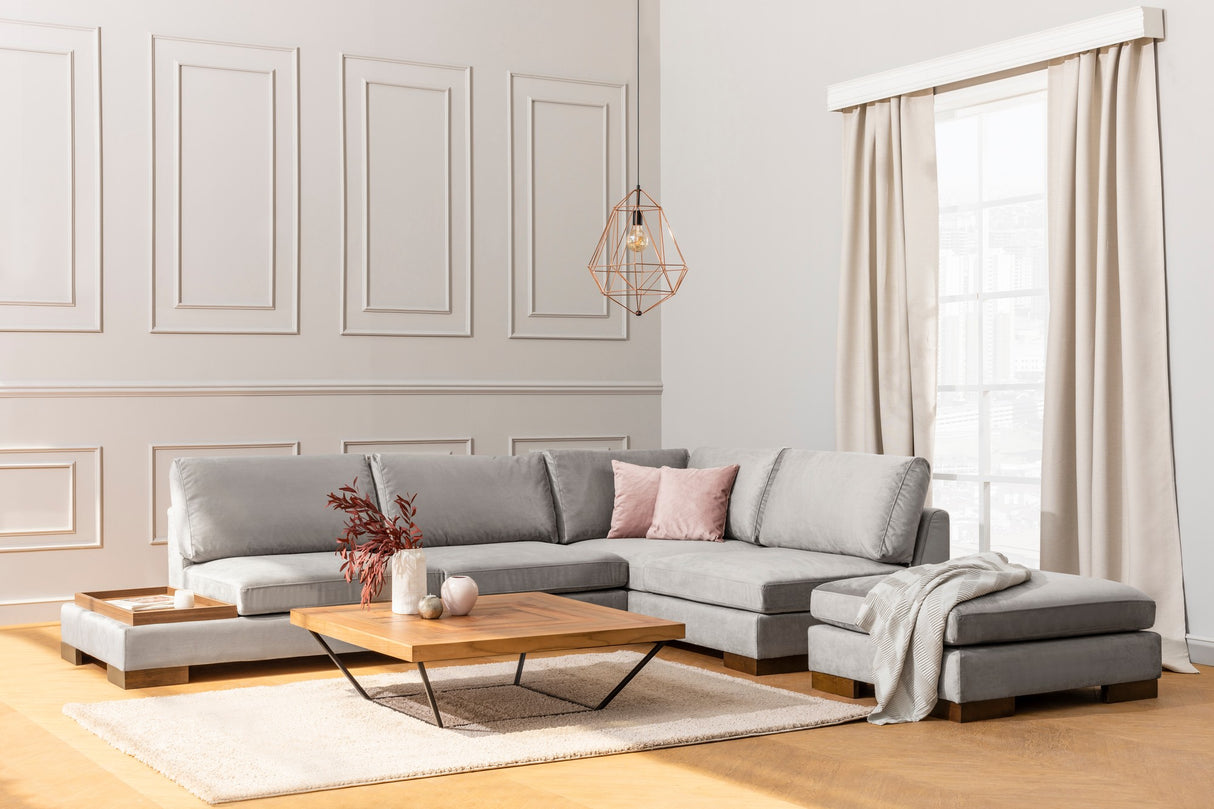 Corner sofa right tulip light gray