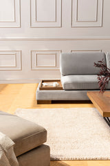 Corner sofa right tulip light gray