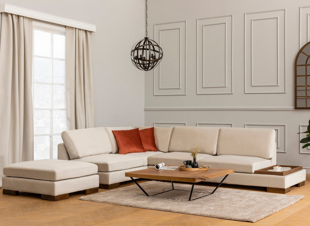 Corner sofa on the left tulip beige