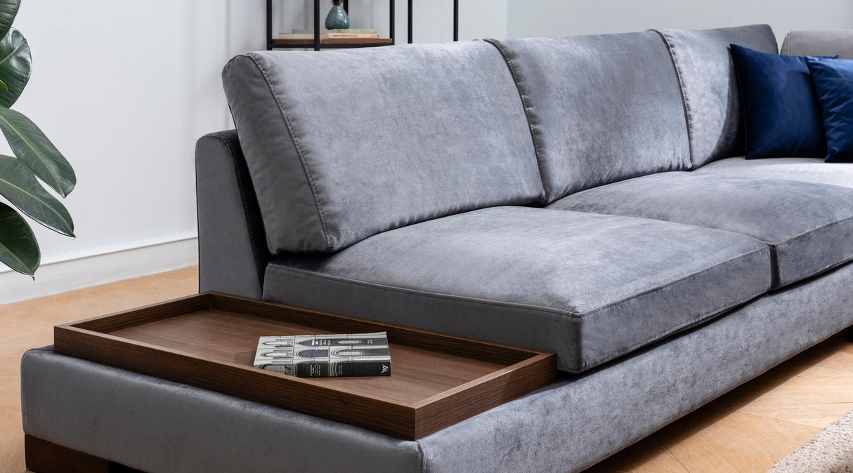 Corner sofa right tulip dark gray