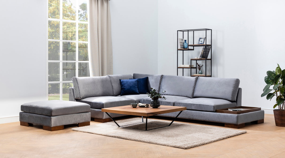 Corner sofa on the left tulip dark gray