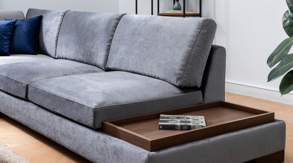 Corner sofa on the left tulip dark gray