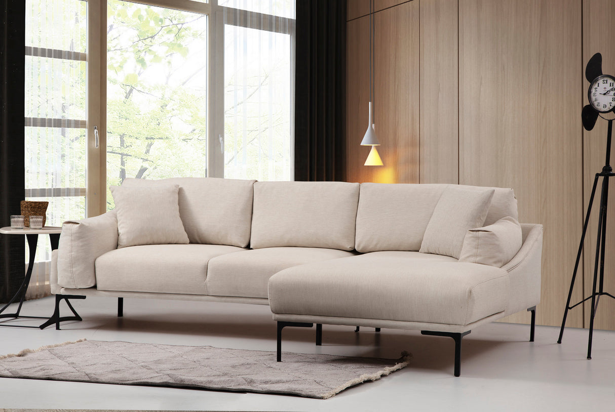 Corner sofa on the right Leo Crème