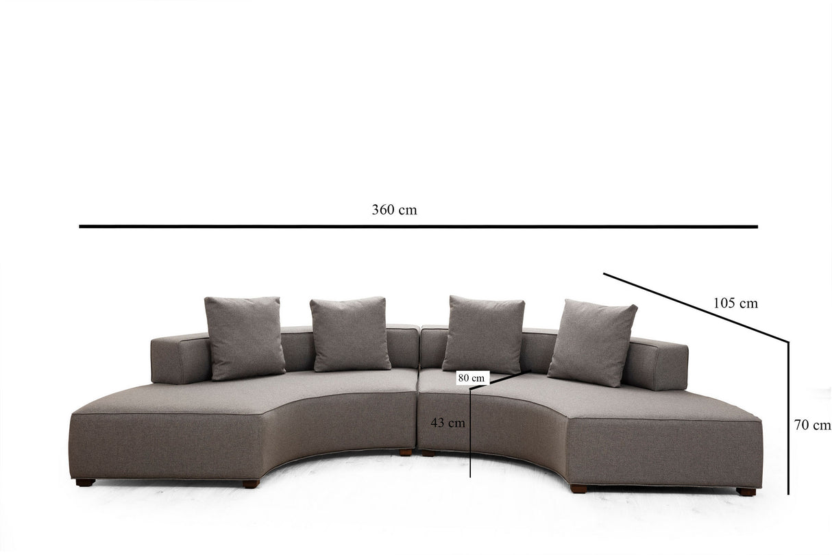 Corner sofa round gondol gray