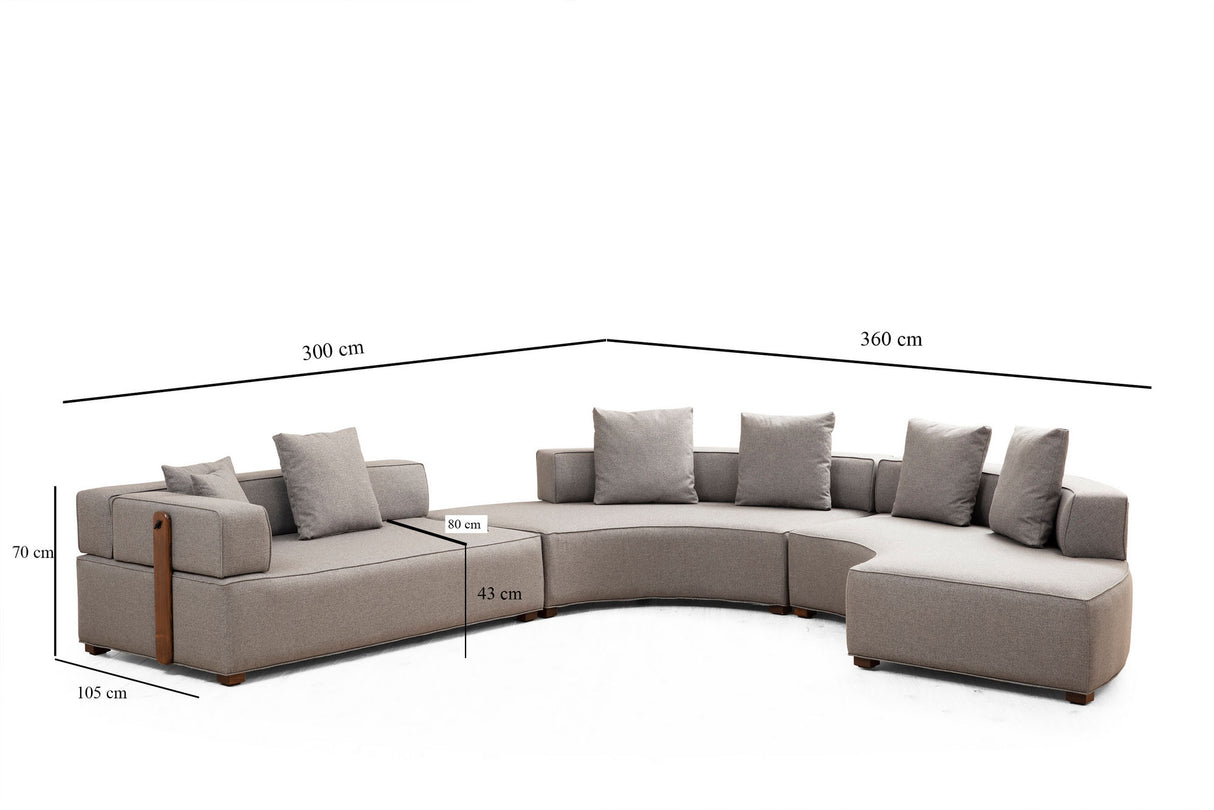 Corner sofa Round Left Gondol Gray