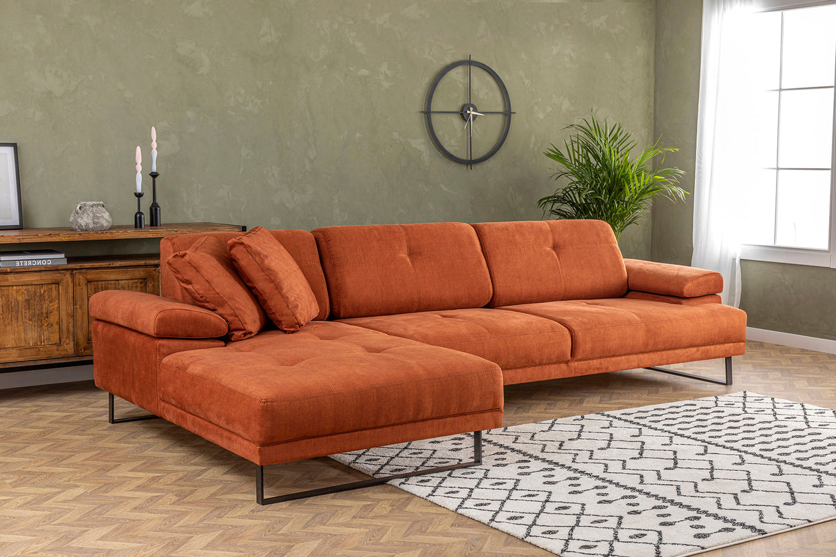 Corner sofa on the left Mustang Orange